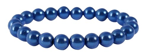 Akzent Armband mit Farbenfrohen Kunstperlen in 8, 10 und 12mm - Elastisches Sommer Kugelarmband in 13 Farben Geschenkidee (Perlendurchmesser: 10mm, Blau) von Akzent