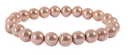 Akzent Armband mit Farbenfrohen Kunstperlen in 8, 10 und 12mm - Elastisches Sommer Kugelarmband in 13 Farben Geschenkidee (Perlendurchmesser: 10mm, Hellrosa) von Akzent