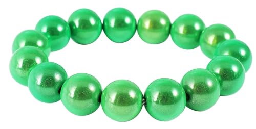 Akzent Armband mit Farbenfrohen Kunstperlen in 8, 10 und 12mm - Elastisches Sommer Kugelarmband in 13 Farben Geschenkidee (Perlendurchmesser: 8mm, Grün) von Akzent