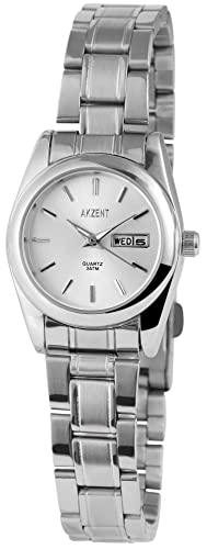 Akzent Damen-Uhr Edelstahl Faltschließe Datum Analog Quarz 1800004 (silberfarbig) von Akzent