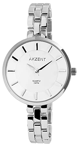 Akzent Armbanduhr Metallband Analog Quarz silberfarbig SS8222000014 von Akzent