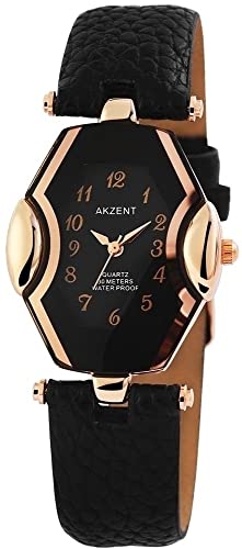 Akzent Damen-Uhr 1900103 (schwarz roségoldfarbig) von Akzent