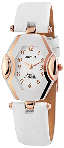 Akzent Damen-Uhr 1900103 (weiß roségoldfarbig) von Akzent