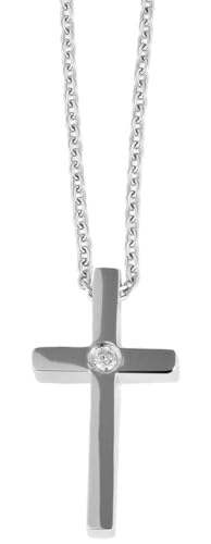 Akzent Damen Ankerkette aus Edelstahl 43cm, silberfarbig mit Kreuzanhänger, klassisch verarbeitet – ideal für Alltag & Freizeit von Akzent