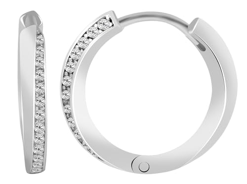 Akzent Damen-Creolen Ohrringe 925er Echt Silber rhodiniert (Grieta-silberfarbig) von Akzent