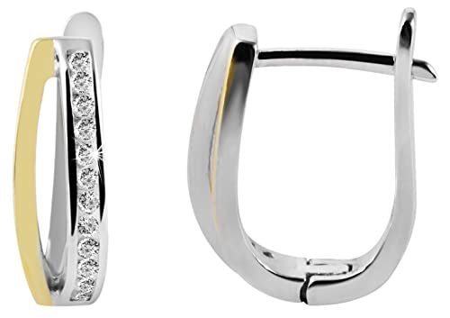 Akzent Damen-Creolen Ohrringe 925er Echt Silber rhodiniert (Kalea-bicolor) von Akzent