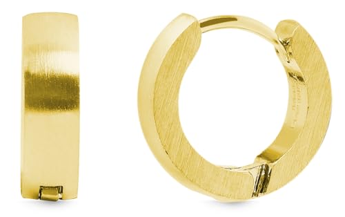 Akzent Damen-Creolen Ohrringe Klein Damen Edelstahl goldfarbig Matt Klappschließe ⌀ 10mm Ohrschmuck Geschenke für Frauen Akzent Damen-Creolen Ohrringe Klein Damen Edelstahl goldfarbig Matt Klappschließe ⌀ 10mm Ohrschmuck Geschenke für Frauen von Akzent