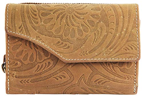 Akzent Damen Echtleder Geldbörse mit Blumenprint (Beige) von Akzent