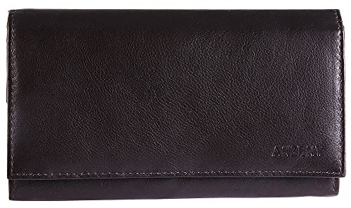 Akzent Damen-Geldbörse Echt Leder Querformat 17 x 9 cm 3000319 (braun) von Akzent