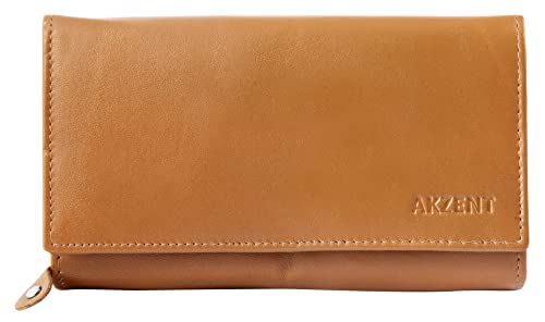 Akzent Damen-Geldbörse Leder RFID Schutz Querformat 10,1 x 17,2 cm 3000437 (braun) von Akzent