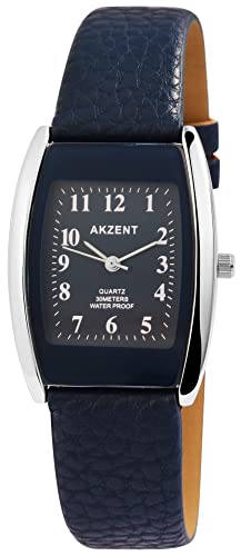 Akzent Damen-Uhr Kunstleder Dornschließe Analog Quarz 1900043 (dunkelblau) von Akzent