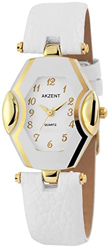 Akzent Damen-Uhr 1900103 (weiß goldfarbig) von Akzent