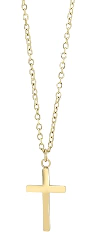 Akzent Damen & Herren aus Edelstahl 42cm, goldfarbig mit Kreuzanhänger, robust verarbeitet – als modisches Präsent von Akzent