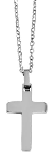 Akzent Damen & Herren aus Edelstahl 43+5cm, silberfarbig mit Kreuzanhänger, elegant verarbeitet – ideal für Alltag & Freizeit von Akzent