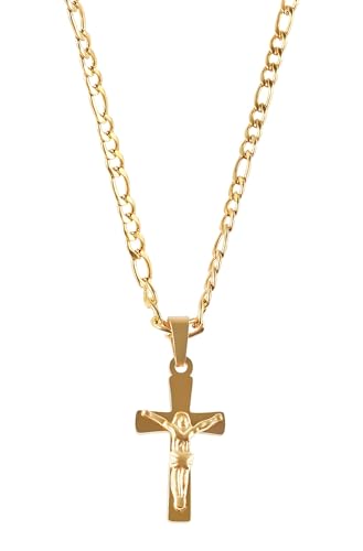 Akzent Damen & Herren aus Edelstahl 50cm, goldfarbig mit Kreuzanhänger, robust verarbeitet – als modisches Präsent von Akzent