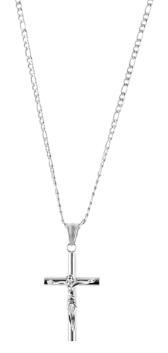 Akzent Damen & Herren aus Edelstahl 61cm, silberfarbig mit Kreuzanhänger, stilvoll verarbeitet – perfektes Geschenk von Akzent