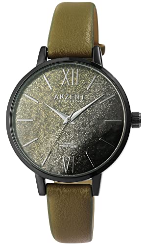 Akzent Exclusive Damen-Uhr Kunstleder Glitzer Analog Quarz 1900245 (grün) von Akzent