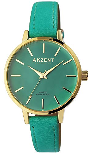 Akzent Exclusive Damen-Uhr Kunstleder Analog Quarz 1900247 (grün) von Akzent