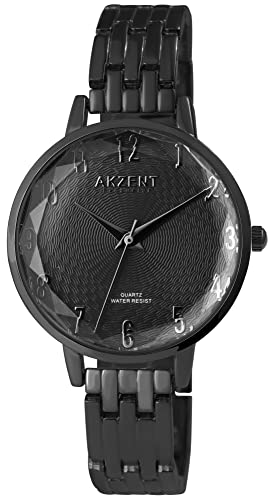 Akzent Exclusive Damen - Uhr Metall Armbanduhr Analog Quarz 1800197 (Schwarz/Schwarz) von Akzent