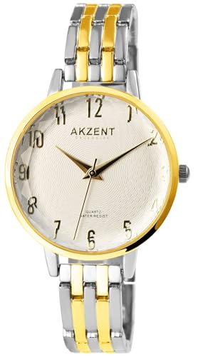Akzent Exclusive Damen - Uhr Metall Armbanduhr Analog Quarz 1800197 (Bicolor/Weiß) Akzent Exclusive Damen - Uhr Metall Armbanduhr Analog Quarz 1800197 (Bicolor/Weiß) von Akzent