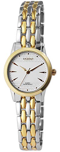 Akzent Exclusive Damen - Uhr Metall Armbanduhr Analog Quarz 1800199 (Bicolor/Silberfarbig) von Akzent