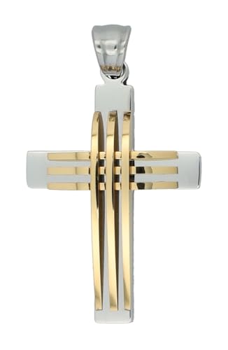 Akzent Edelstahl Anhänger in Bicolor Unisex | Kreuz-Anhänger, 1,7 cm breit | Ösenverschluss | Charms ohne Halskette | Geschenk für Damen & Herren | 100% Wasserfest & Hautverträglich Akzent Edelstahl Anhänger in Bicolor Unisex | Kreuz-Anhänger, 1,7 cm breit | Ösenverschluss | Charms ohne Halskette | Geschenk für Damen & Herren | 100% Wasserfest & Hautverträglich von Akzent