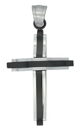 Akzent Edelstahl Anhänger in Bicolor Unisex | Kreuz-Anhänger, 2,0 cm breit | Ösenverschluss | Charms ohne Halskette | Geschenk für Damen & Herren | 100% Wasserfest & Hautverträglich von Akzent