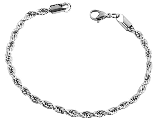 Akzent Edelstahl Armband Unisex in Silber | Länge 20 cm | Karabinerverschluss | 100% Wasserfest & Hautverträglich | Bracelet for Unisex von Akzent