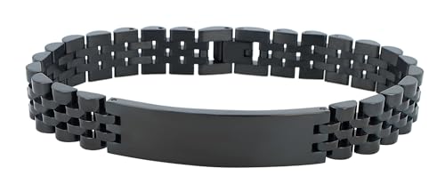 Akzent Edelstahl Armband für Damen in Schwarz | Länge 21 cm | Clipverschluss | 100% Wasserfest & Hautverträglich | Bracelet for Woman von Akzent