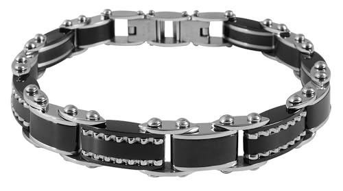 Akzent Edelstahl Armband für Damen in Schwarz | Länge 21 cm | Klappschließe | 100% Wasserfest & Hautverträglich | Bracelet for Woman von Akzent
