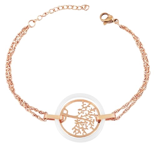 Akzent Edelstahl Keramik Armband Baum Rosègold Weiß 16cm + 3cm Akzent Edelstahl Keramik Armband Baum Rosègold Weiß 16cm + 3cm von Akzent