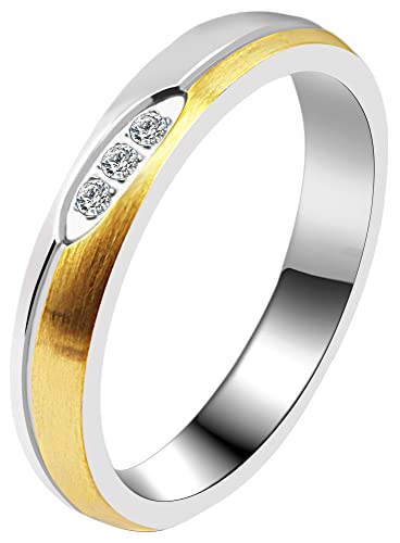 Akzent-Eheringe Partnerringe Verlobungsringe Edelstahl Silberfarbig Goldfarbig + Gravur (Damenringe, 56) von Akzent