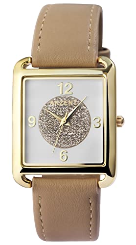 Akzent Exclusive Damen-Uhr Kunstleder Glitzer Analog Quarz 1900248 (braun) von Akzent