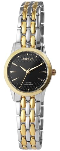 Akzent Exclusive Damen - Uhr Metall Armbanduhr Analog Quarz 1800199 (Bicolor/Schwarz) von Akzent