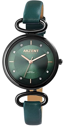 Akzent Exclusive Damen-Uhr Kunstleder Glitzer Analog Quarz 1900246 (grün) von Akzent