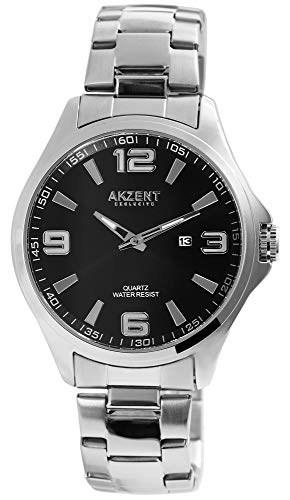 Akzent Exclusive Herren - Uhr Edelstahl Armbanduhr Datumsanzeige Analoganzeige Quarz 2800061 von Akzent