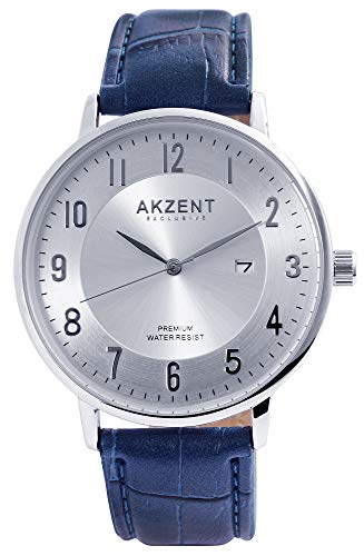 Akzent Exclusive Herren – Uhr Lederimitations Armbanduhr mit Datum Analog Quarz 2900189 von Akzent