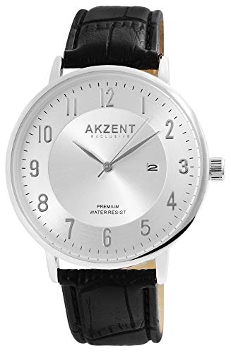 Akzent Exclusive Herren – Uhr Lederimitations Armbanduhr mit Datum Analog Quarz 2900189 von Akzent