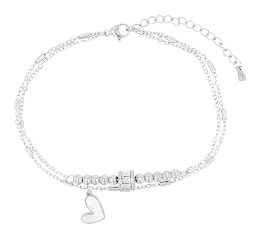 Akzent Fußkette Damen Edelstahl 2-reihig 21,5+5 cm verstellbar – hypoallergen & rostfrei, modernes Design, langlebig von Akzent