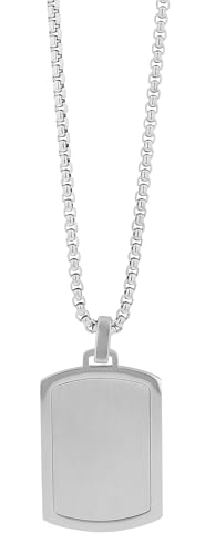 Akzent Halskette mit Dogtag Anhänger für Herren aus Edelstahl | Ankerkette 61 cm | Panzerkette | Karabinerverschluss | Geschenk für Männer, Frauen | 100% Wasserfest & hautfreundlich von Akzent