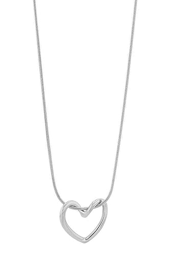 Akzent Halskette mit Herzanhänger für Damen aus Edelstahl | Ankerkette 45+5 cm | Panzerkette | Karabinerverschluss | Geschenk für Männer, Frauen | 100% Wasserfest & hautfreundlich von Akzent