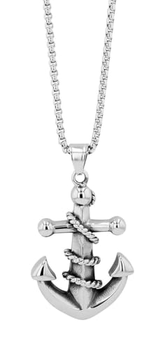 Akzent Herren Ankerkette aus Edelstahl 60cm, silberfarbig mit Anhänger, modisch verarbeitet – für einen stilvollen Auftritt von Akzent