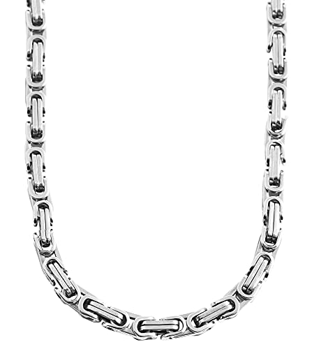 Akzent Herren-Königskette Byzantiner-Halskette aus Edelstahl Länge 80cm Stärke 6mm silberfarbig Kette mit Karabinerhaken Akzent Herren-Königskette Byzantiner-Halskette aus Edelstahl Länge 80cm Stärke 6mm silberfarbig Kette mit Karabinerhaken von Akzent