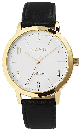 Akzent Exclusive Herren–Uhr Kunstleder Dornschließe Analog Quarz 2900201 von Akzent