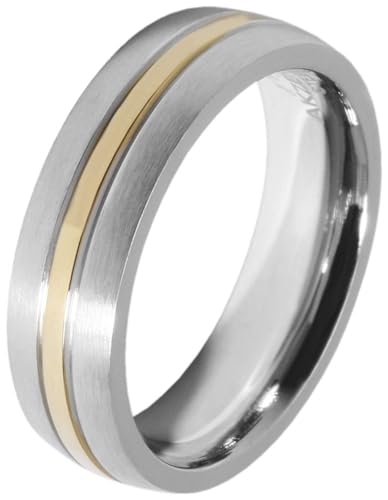 Akzent Judika Herren-Ring Edelstahl bicolor dezent elegant silberfarbig goldfarbig Männer Geschenk (64 (20.3)) von Akzent