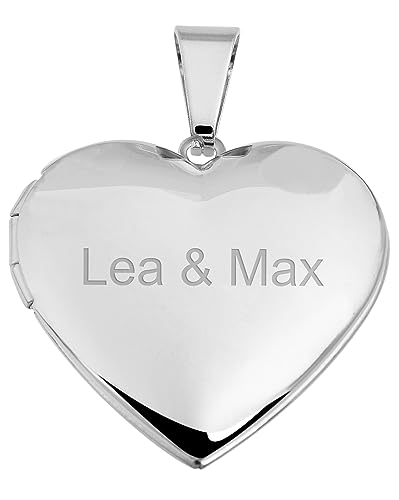 Akzent Ketten-Anhänger Medaillon Gravur Rund personalisierbar Text und Fotogravur Jahrestag Wunschgravur 5020214 (Silberfarbig) von Akzent