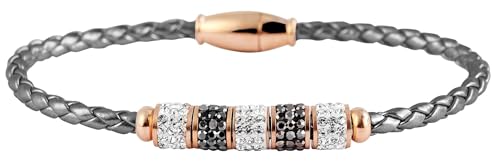 Akzent Kunstleder Armband Damen in Grau | Länge 17 cm | Magnetverschluss aus Edelstahl | 100% Wasserfest & Hautverträglich | Bracelet for Woman von Akzent