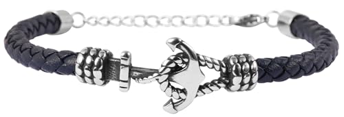 Akzent Leder Armband Damen in Blau | Länge 18 cm | Karabinerverschluss aus Edelstahl | 100% Wasserfest & Hautverträglich | Bracelet for Woman von Akzent