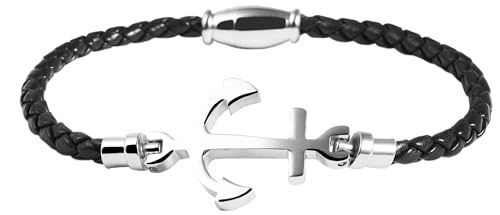 Akzent Leder Armband Damen in Schwarz | Länge 18 cm | Magnetverschluss aus Edelstahl | 100% Wasserfest & Hautverträglich | Bracelet for Woman von Akzent