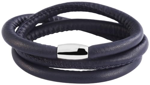 Akzent Leder Armband Unisex in Blau | Länge 60 cm | Magnetverschluss aus Edelstahl | 100% Wasserfest & Hautverträglich | Bracelet for Unisex von Akzent
